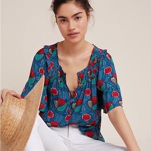 Anthropologie Maeve Letitia Smocked Blouse